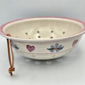 Vintage Freeburg Studio Pottery Colander Cottagecore Stoneware Strainer USA